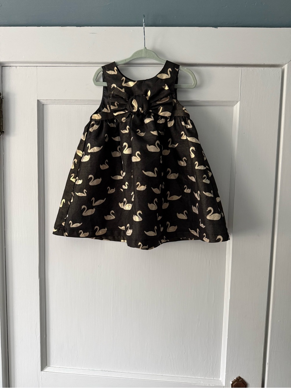 Cat & Jack Black Dress with Gold Swan Motif